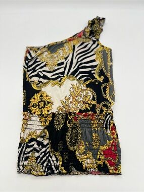 Body Central Women Multicolor One Shoulder Shirt Sz S